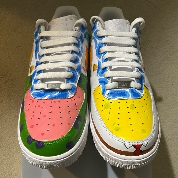 Nike air force 1 x spongebob custom krabby patty krusty krab sz 11.5 - Picture 5 of 7